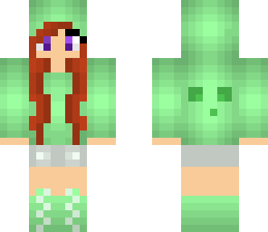 slime girl brunette with purple eyes