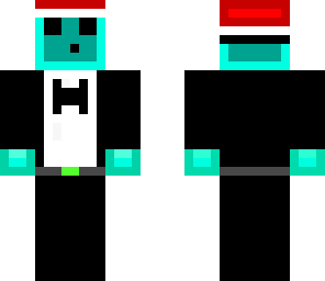 blue slime in a suit in a crismass hat