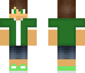 green boy with shorts and headphones
