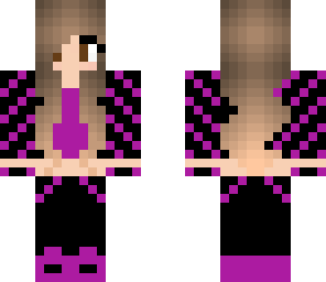 brown hair purple outfit