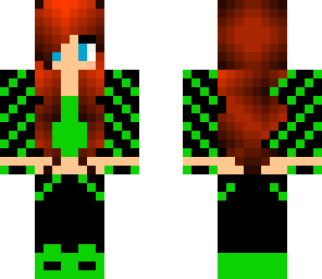 red hair green outfit