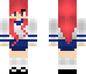 anime school girl with red hair