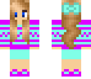 cute turquise and purple girl skin