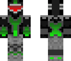 green robot with lazer eyes
