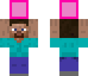 steve holding pink block