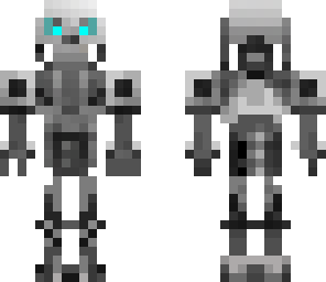 robot with neon blue eyes