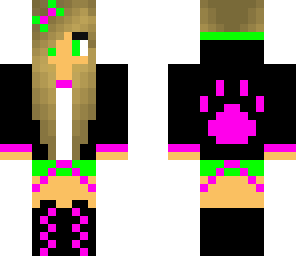 green and pink animal girl