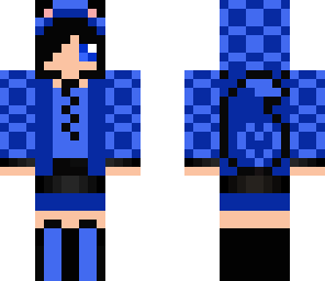 neon blue neko fox girl