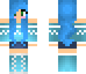 blue sweater girl with blush