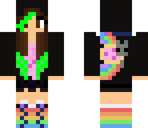 nyan cat girl with green  highlights