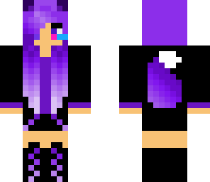 purple wolf girl with headphones