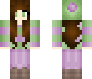 green and pink winter girl