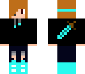 neon blue hoodie sword boy