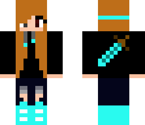 neon blue hoodie sword girl
