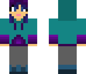 teal and violet hood