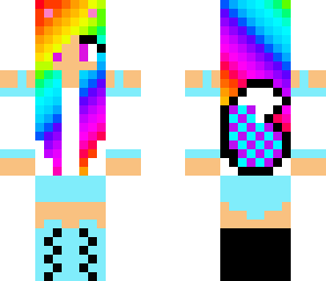 cute fox rainbow hair girl