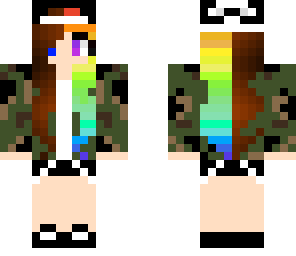 half rainbow hair camo girl