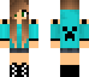 teal and black creeper hoodie girl
