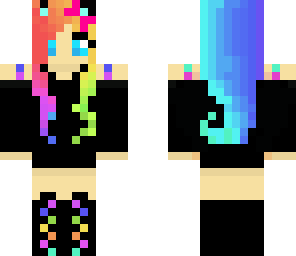 rainbow cat girl with bow