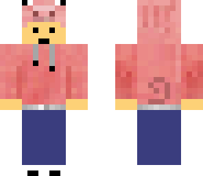 pig hoodie with hoodie up