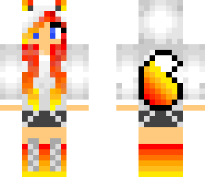 flame fox girl purple eyes