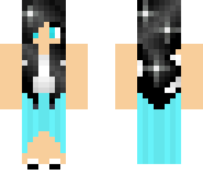 black hair blue dress