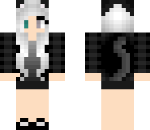 black and white cat girl