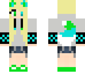 blue and green tie-die wolf girl