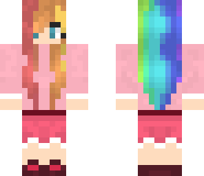 pink dress and rainbow hair