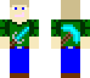male with sword and pickaxe shirt