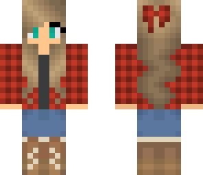 plaid girl red with bow