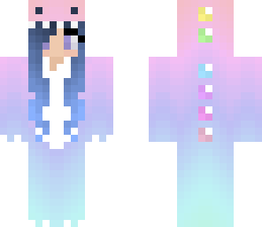 rainbow dino onsie with blue fading hair edited