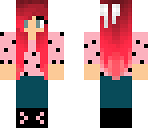 pink polka-dotted redhead