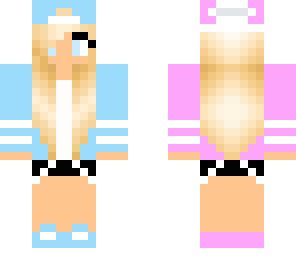 half blue half pink girl