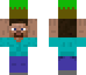 steve holding a grass block