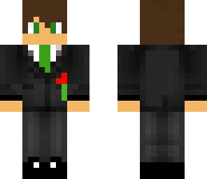 suit n rose with green tie