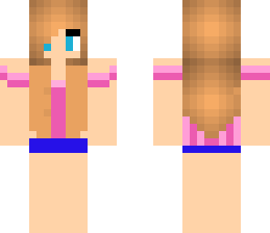 pink power girl with blue shorts