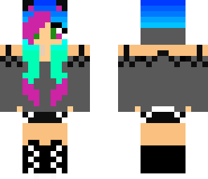 cute gamer with pink and blue hair 