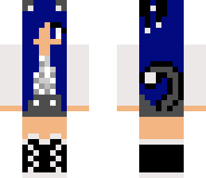 cute black blue and silver cat girl