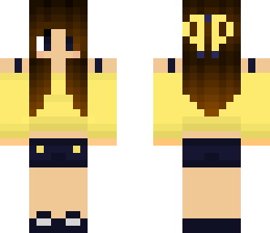 brunette girl yellow shirt