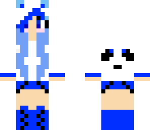 pretty blue panda girl skin