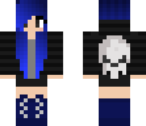 blue hair skull girl goth emo