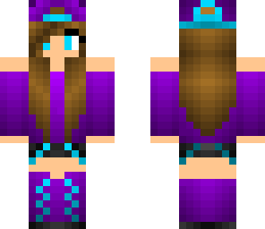 purple turquoise girl with hat