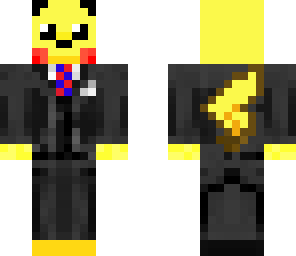 updated pikachu in a suit skin