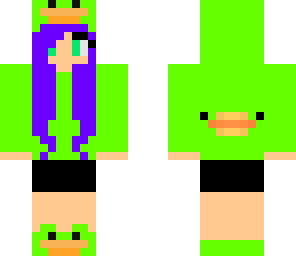 duck girl green and purple