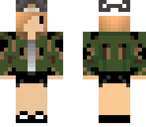 girl short hair with army jacket