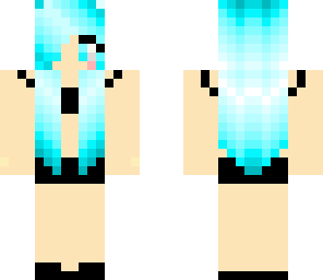 blue hair girl in bikini