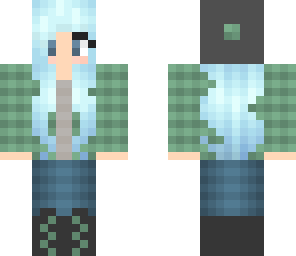 girl with green hair and hat