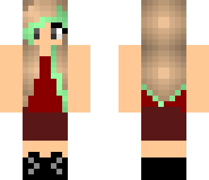 teen girl with a dress and a green streak