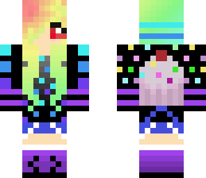 cupcake girl with headphones and red eyes